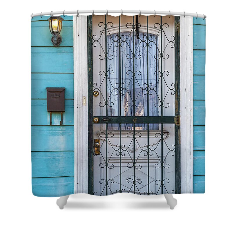 Built Structure Shower Curtain featuring the photograph Creole House Door, French Quarter, New by Juan Silva