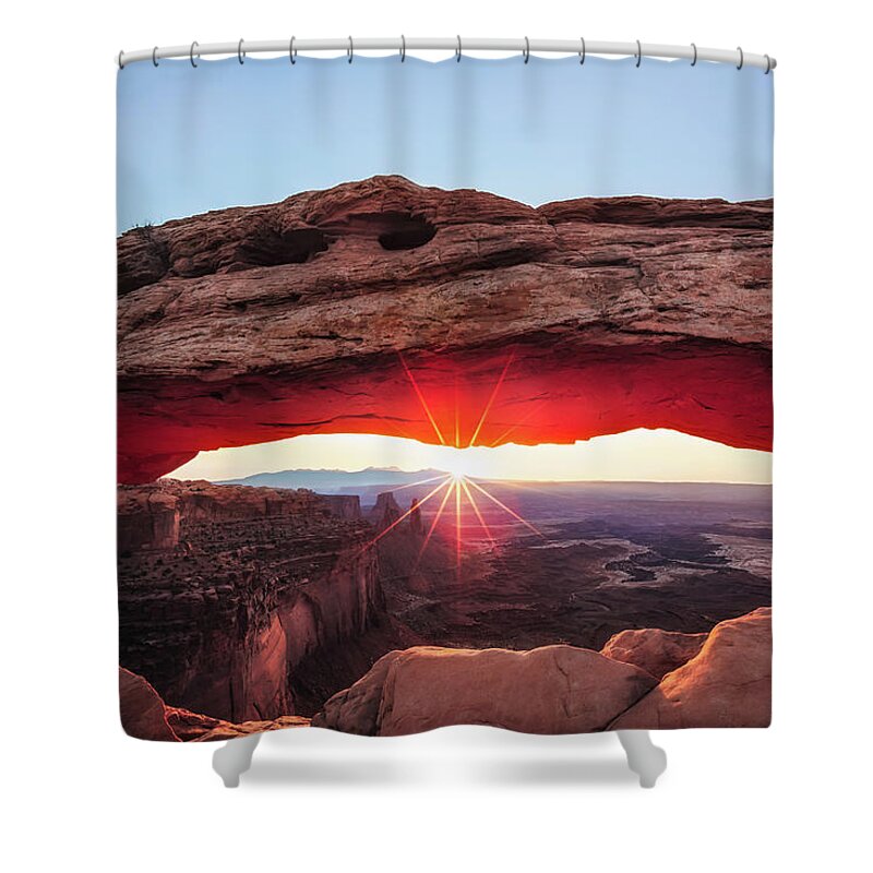 Scenics Shower Curtain featuring the photograph Crest, Mesa Arch by Ropelato Photography; Earthscapes