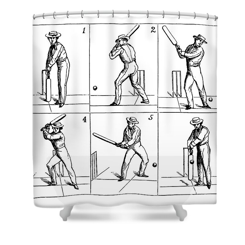 Engraving Shower Curtain featuring the digital art Cricket Batsman Hitting The Ball | by Nicoolay