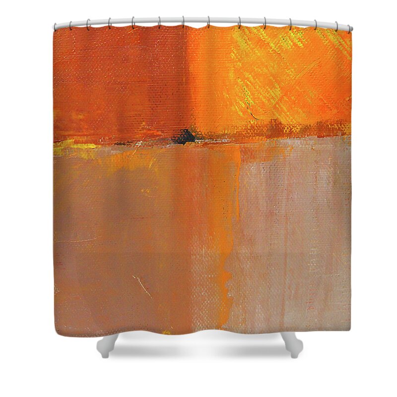 Large Orange Abstract Painting Shower Curtain featuring the painting Crossover by Nancy Merkle