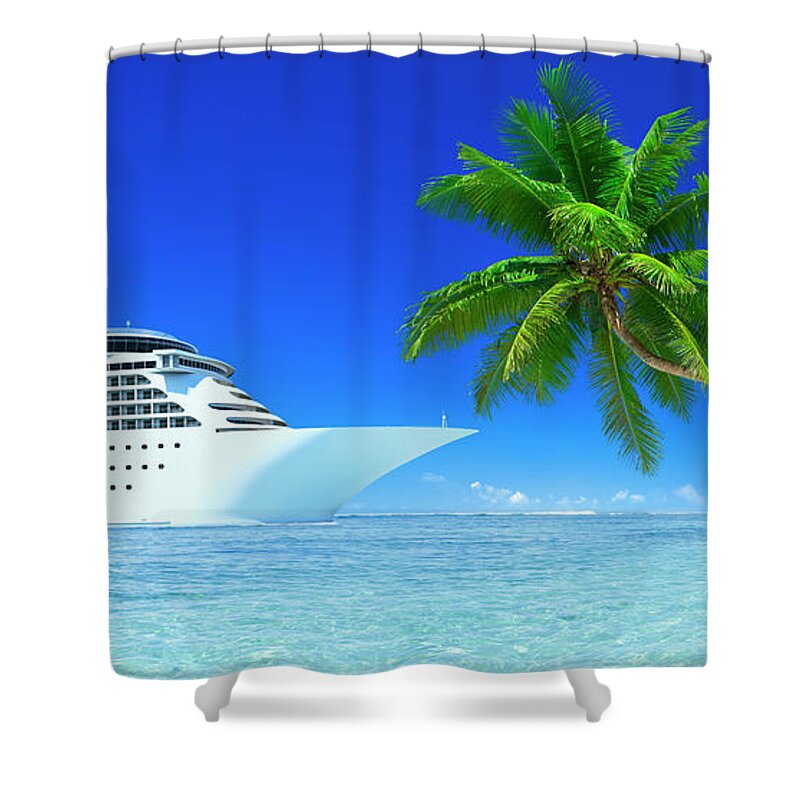 Seascape Shower Curtain featuring the photograph Cruise Ship by Rawpixel