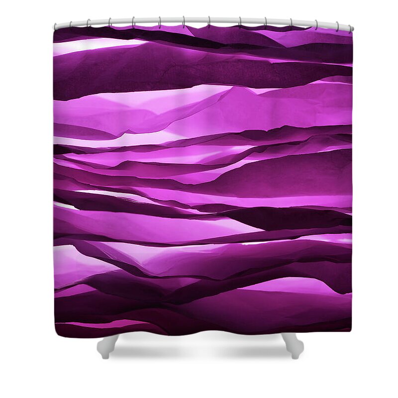 Purple Shower Curtain featuring the photograph Crumpled Sheets Of Purple Paper by Ballyscanlon