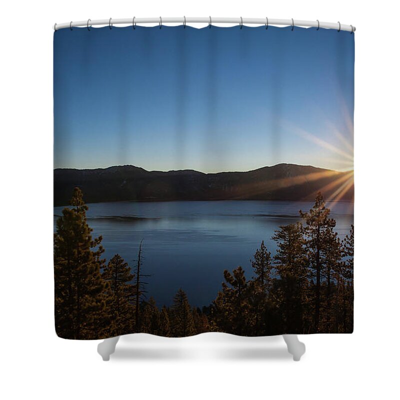 Tahoe Shower Curtain featuring the photograph Crystal Bay Sunrise by Robin Valentine