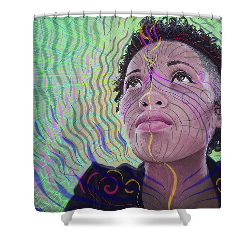 Digital Art Shower Curtain featuring the painting Looking Up by Jeremy Robinson