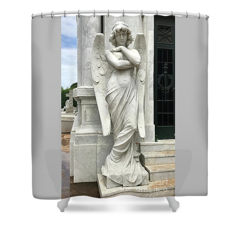 This Was My Favorite Angel From The Cemetery We Visited. Shower Curtain featuring the photograph Cuban Angel by Audrey Peaty