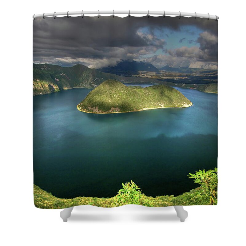 Scenics Shower Curtain featuring the photograph Cuicocha Crater by Photo ©tan Yilmaz