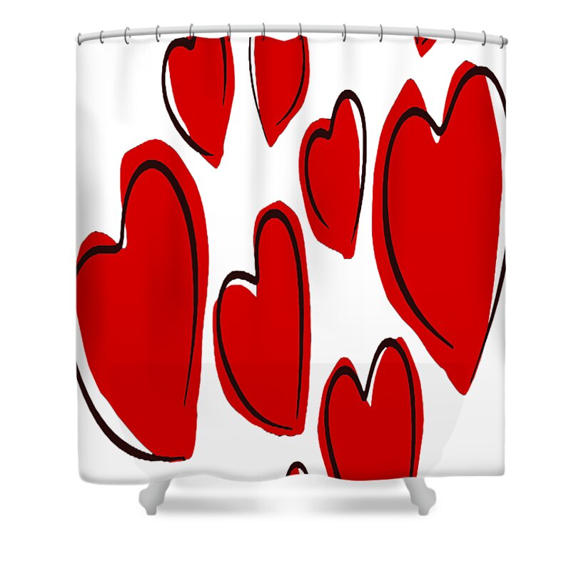 Heart Shower Curtain featuring the digital art Cute Hearts Random Pattern by Taiche Acrylic Art