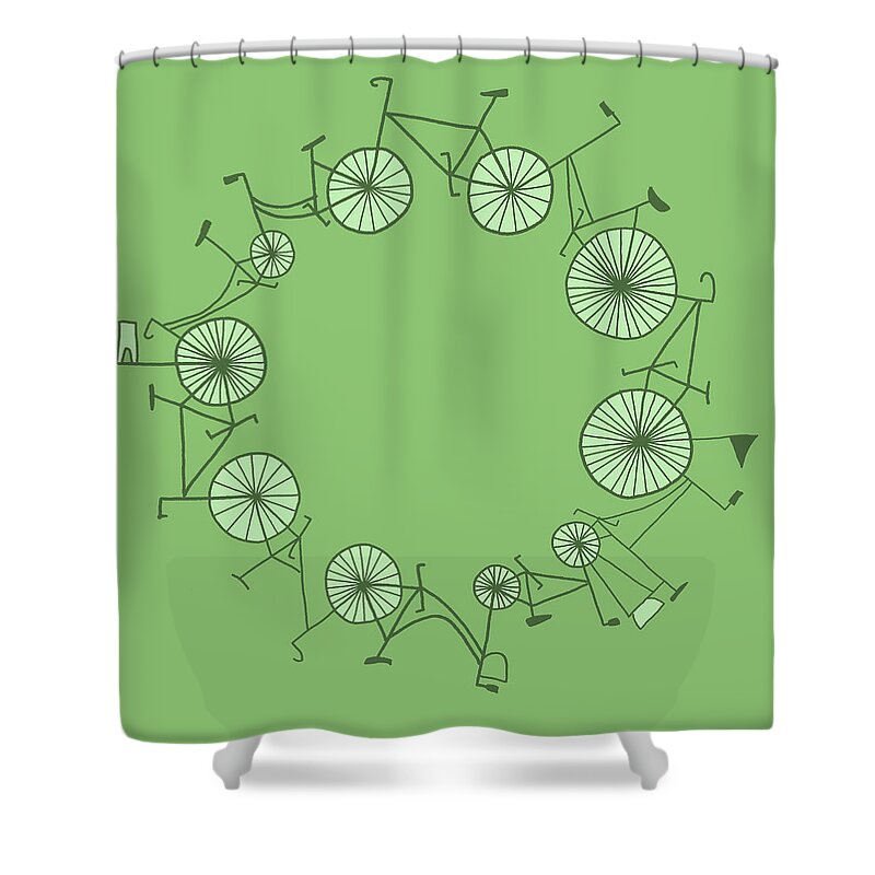 In A Row Shower Curtain featuring the digital art Cycle by Illustrations