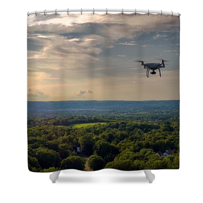 Drone Shower Curtain featuring the photograph D R O N E by Anthony Giammarino