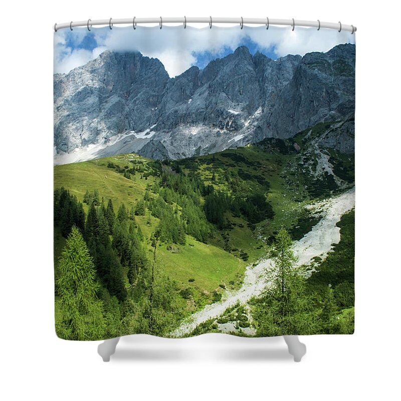 Scenics Shower Curtain featuring the photograph Dachstein, South Wall by Gikon@getty