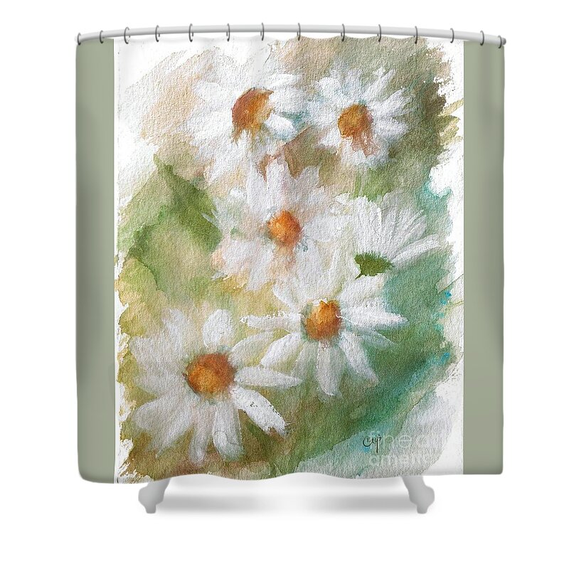 Flowers Shower Curtain featuring the painting Daisies by Irene Czys