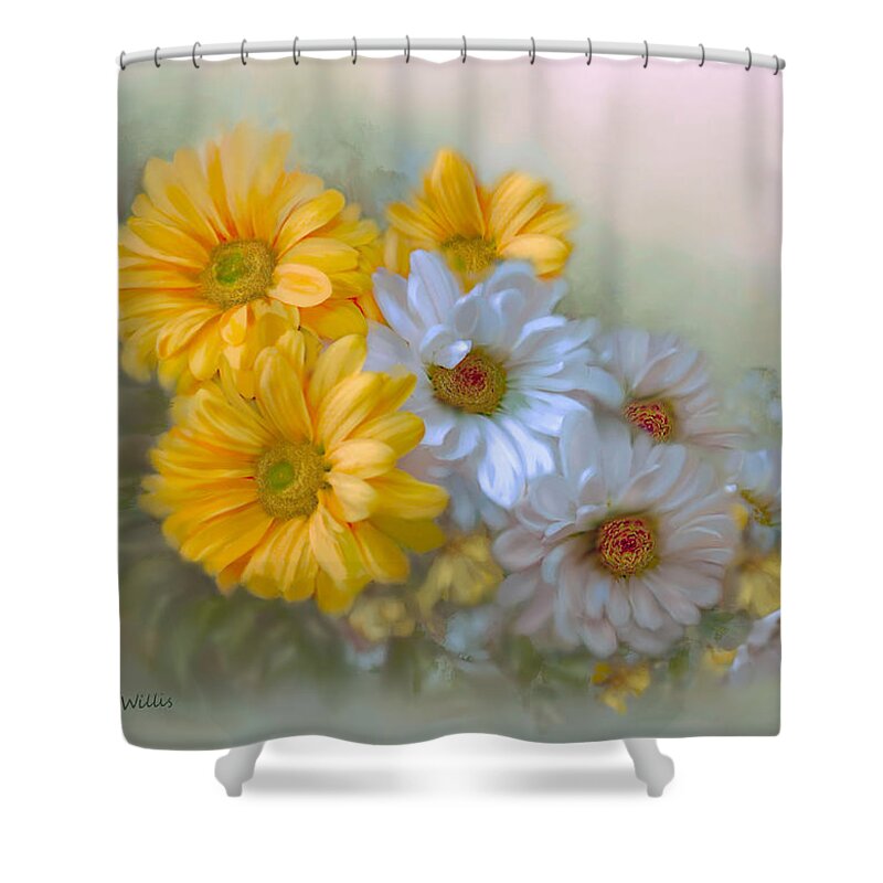 Daisy Shower Curtain featuring the photograph Daisy Spring Bouquet by Bonnie Willis