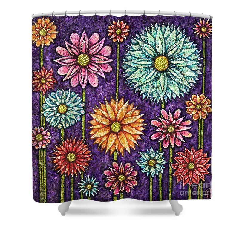 Floral Shower Curtain featuring the painting Daisy Tapestry by Amy E Fraser