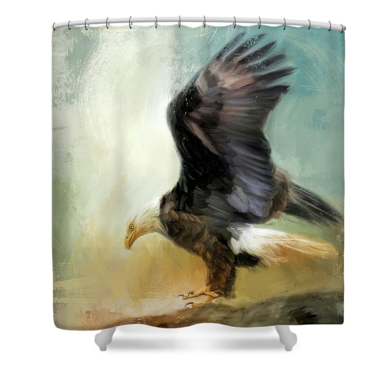 Colorful Shower Curtain featuring the painting Dance Of The Bald Eagle by Jai Johnson