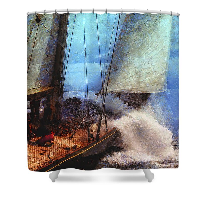 Painting Shower Curtain featuring the digital art Dancing with waves by Lutz Roland Lehn