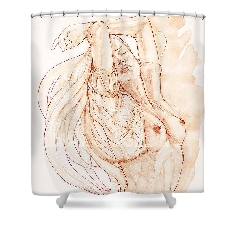 Aquarelle Shower Curtain featuring the painting Dancing Woman Aquarelle by Dimitar Hristov