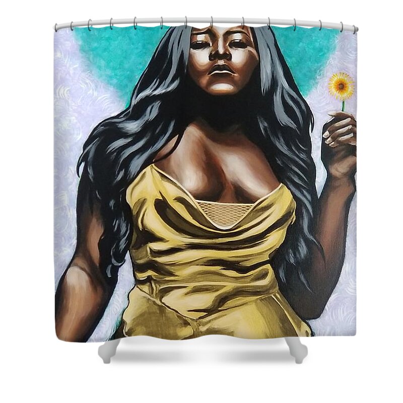  Shower Curtain featuring the painting Dandelion by Bryon Stewart