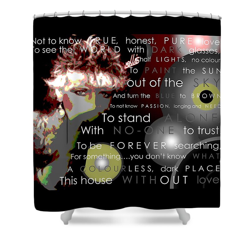 Word Art Shower Curtain featuring the mixed media Dark House by Joan Stratton