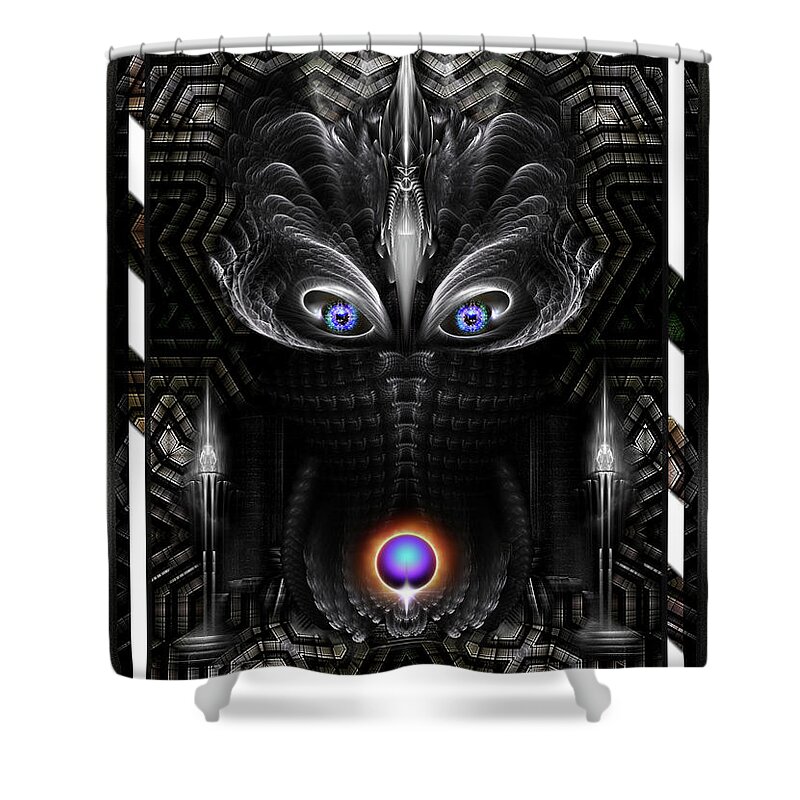 Warrior Shower Curtain featuring the digital art Dark Warrior Sculpture Fractal Art by Rolando Burbon