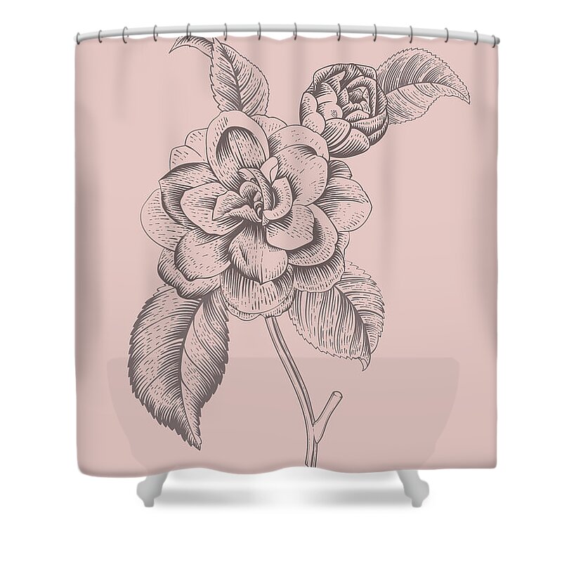 Flower Shower Curtain featuring the mixed media Datura Purple Flower by Naxart Studio