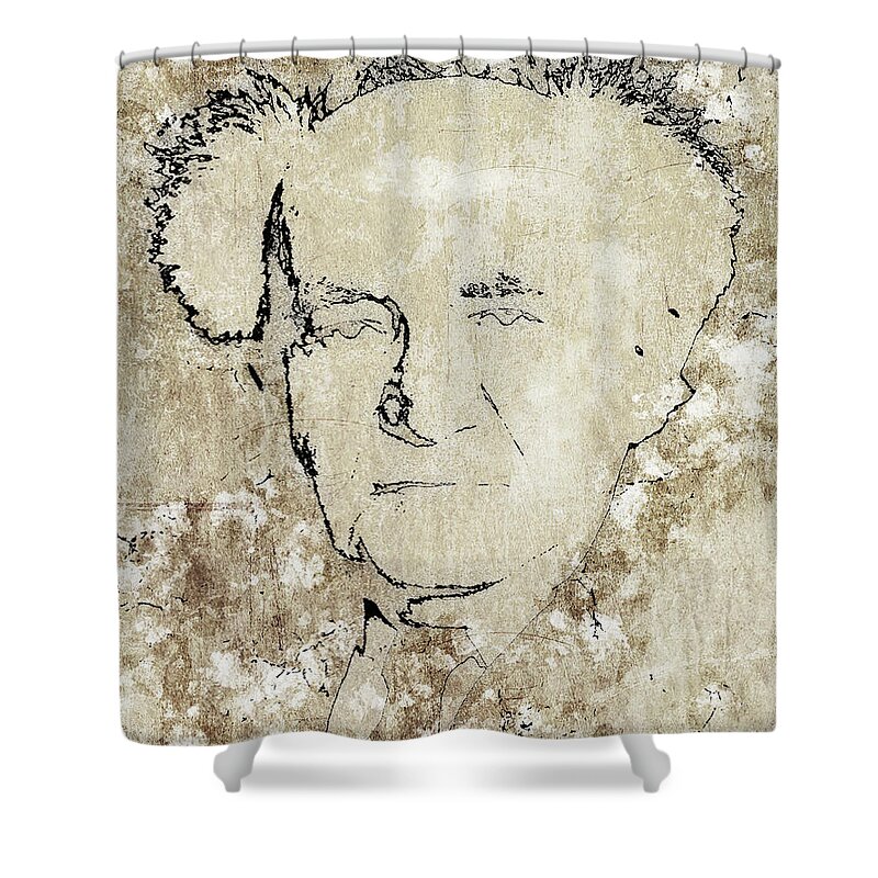 Digitally Shower Curtain featuring the digital art David Ben-Gurion j4 by Humorous Quotes