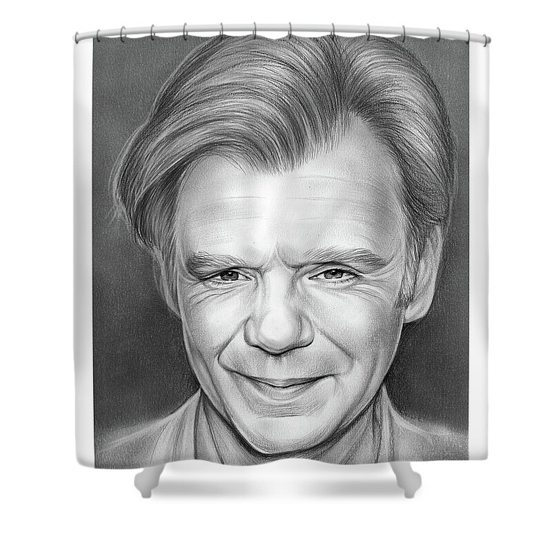 David Caruso Shower Curtain featuring the drawing David Caruso by Greg Joens