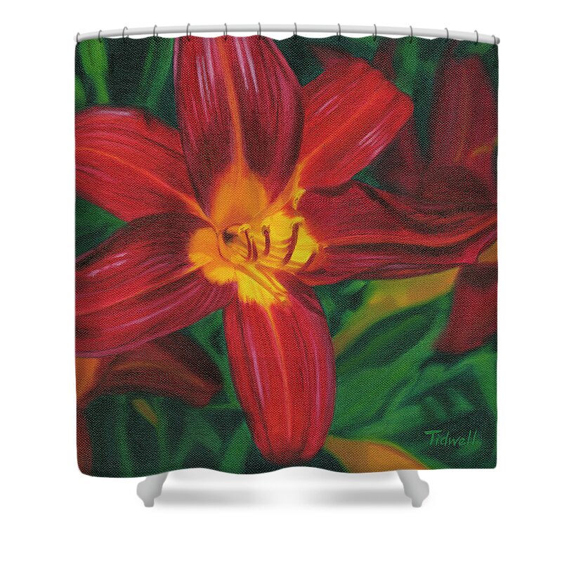  Shower Curtain featuring the painting Day Lily by Deborah Tidwell Artist