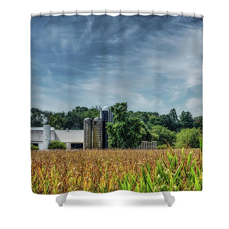 Lancaster Shower Curtain featuring the photograph Day on the farm by Roni Chastain