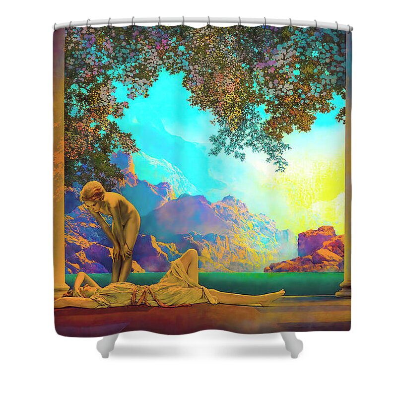 Daybreak Shower Curtain featuring the painting Daybreak by Maxfield Parrish