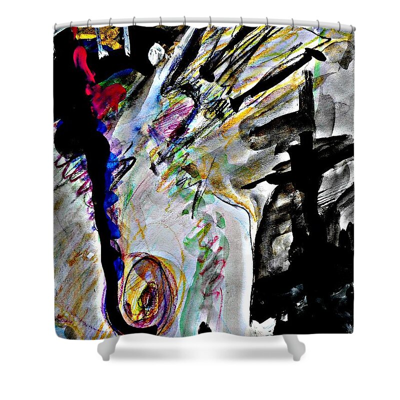 Deadly Beauty Shower Curtain featuring the painting Deadly Beauty-17 by Katerina Stamatelos