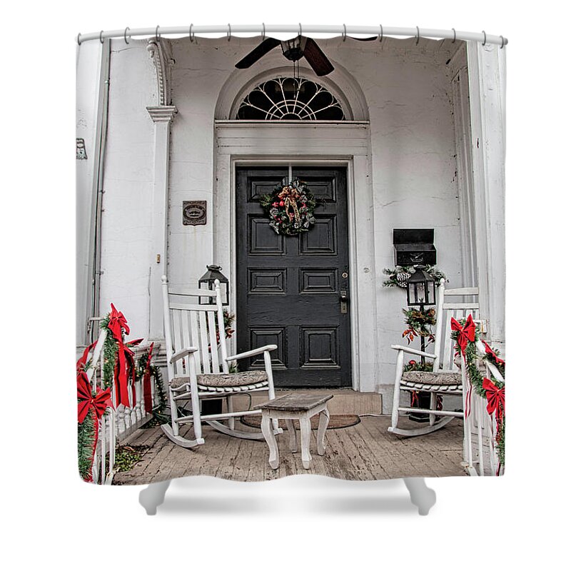 New Hope Shower Curtain featuring the photograph Deck The Porch by Kristia Adams