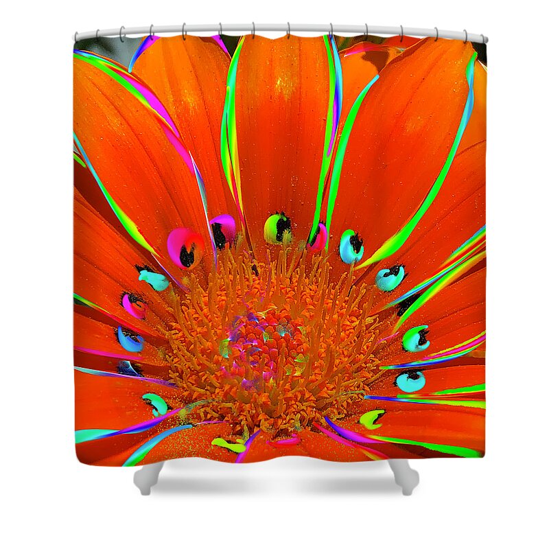 Coral Shower Curtain featuring the digital art Deep Coral Bloom by Cindy Greenstein