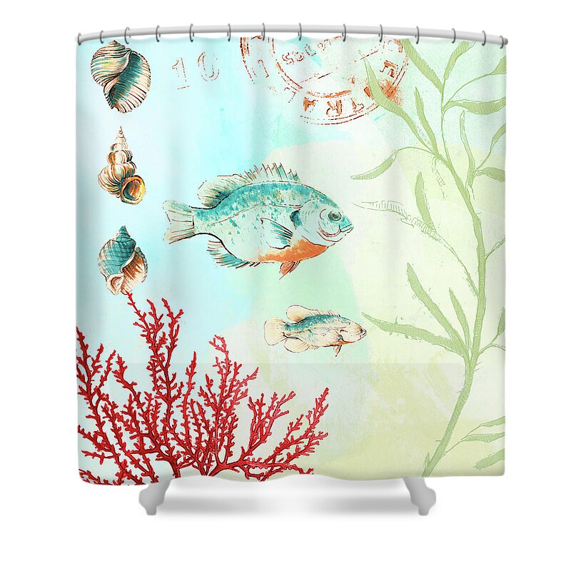 Deep Shower Curtain featuring the painting Deep Sea Coral II by Lanie Loreth