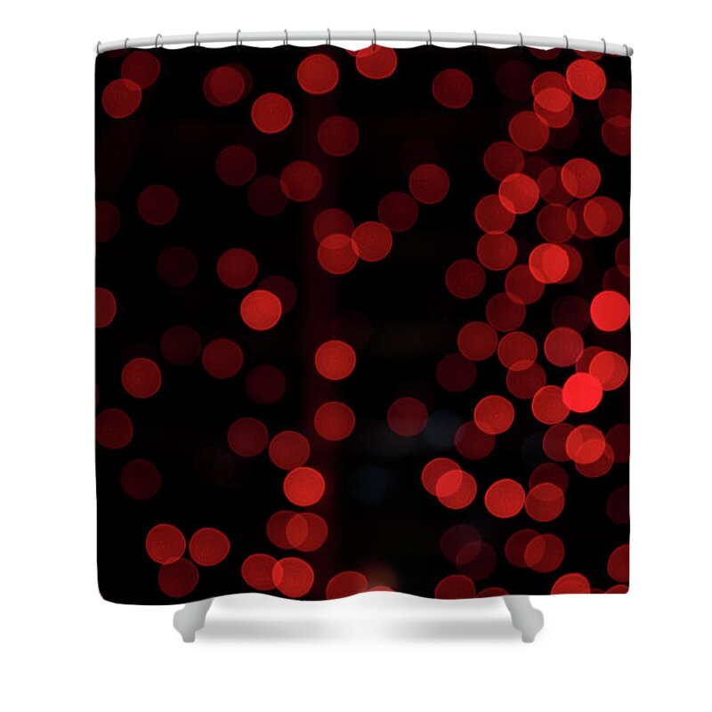 Orange Color Shower Curtain featuring the photograph Defocused Red Lights by Tayacho