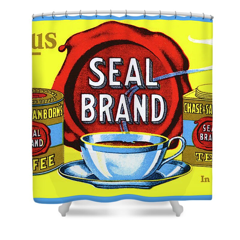 Coffee Shower Curtain featuring the painting Delicious Seal Brand Coffee and Tea by Unkown