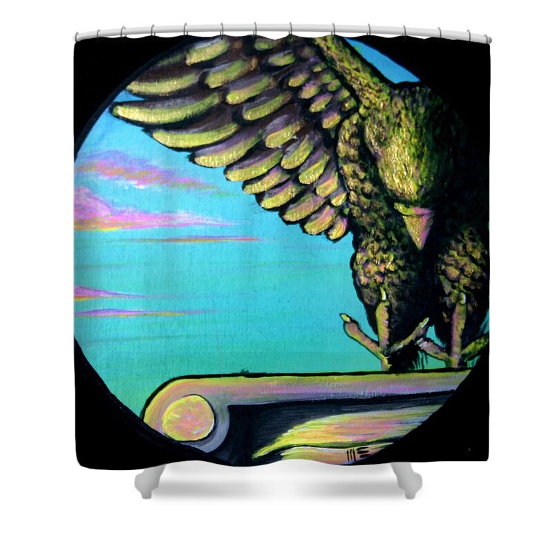 Commission Shower Curtain featuring the painting Demoss Learning Center Eagle by M E