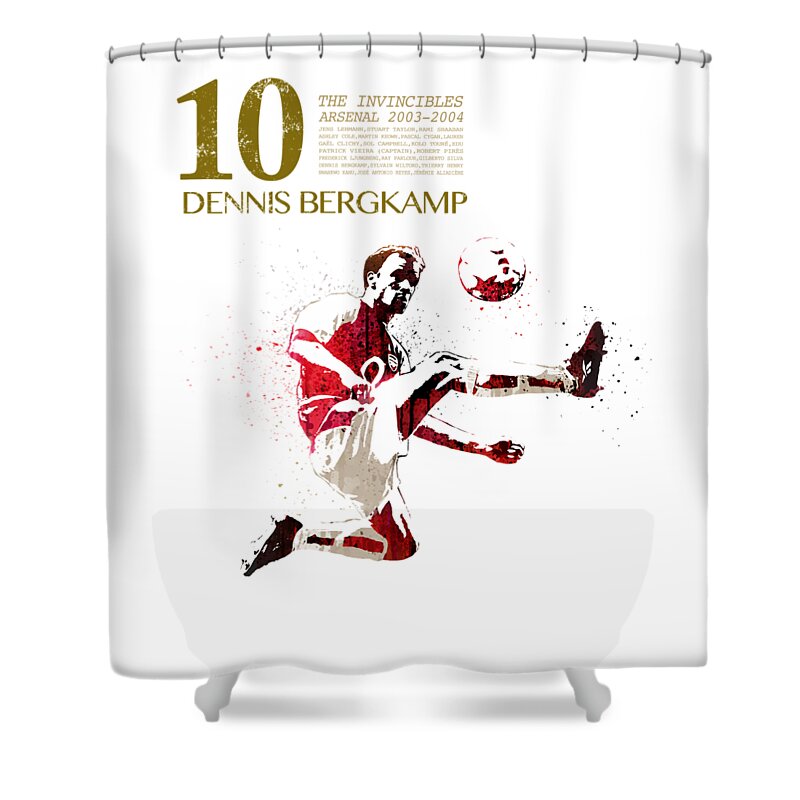 World Cup Shower Curtain featuring the painting Dennis Bergkamp - The invincibles by Art Popop