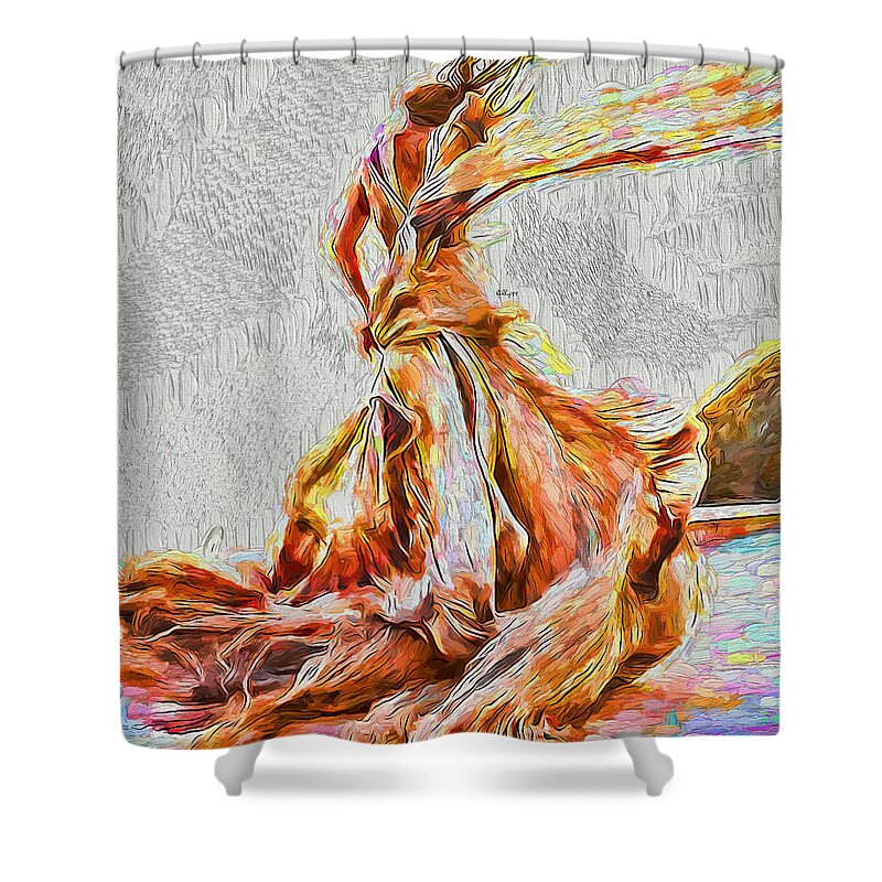 Paint Shower Curtain featuring the painting Densing girl by Nenad Vasic