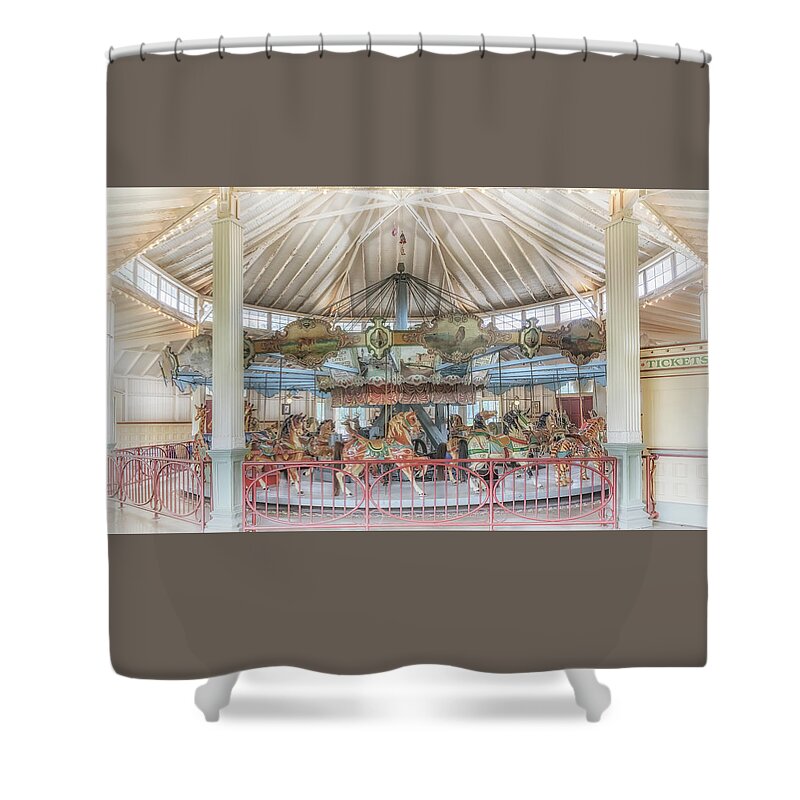 Carousel Shower Curtain featuring the photograph Dentzel Carousel by Susan Rissi Tregoning