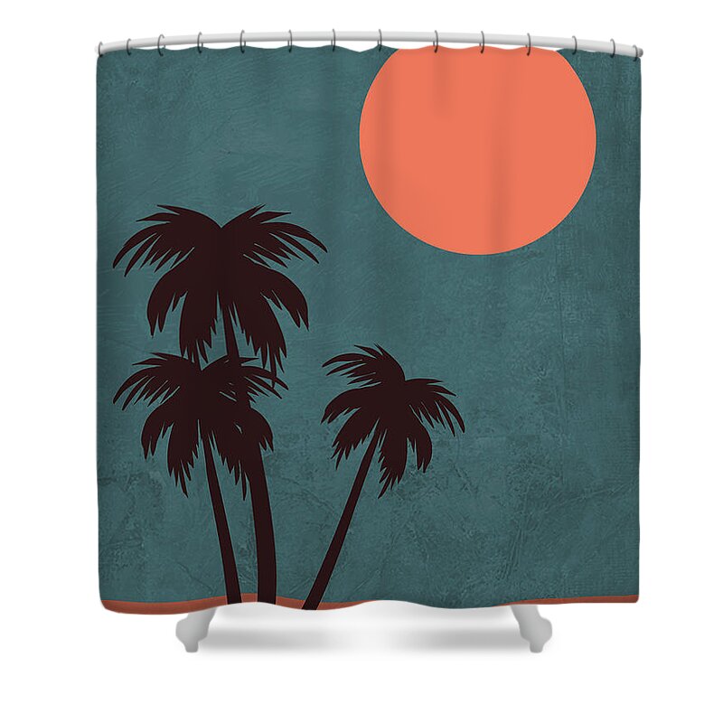 Palm Tree Shower Curtain featuring the mixed media Desert Palm Trees by Naxart Studio