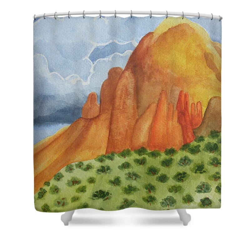 Desert Shower Curtain featuring the painting Desert Sky by Margaret Crusoe
