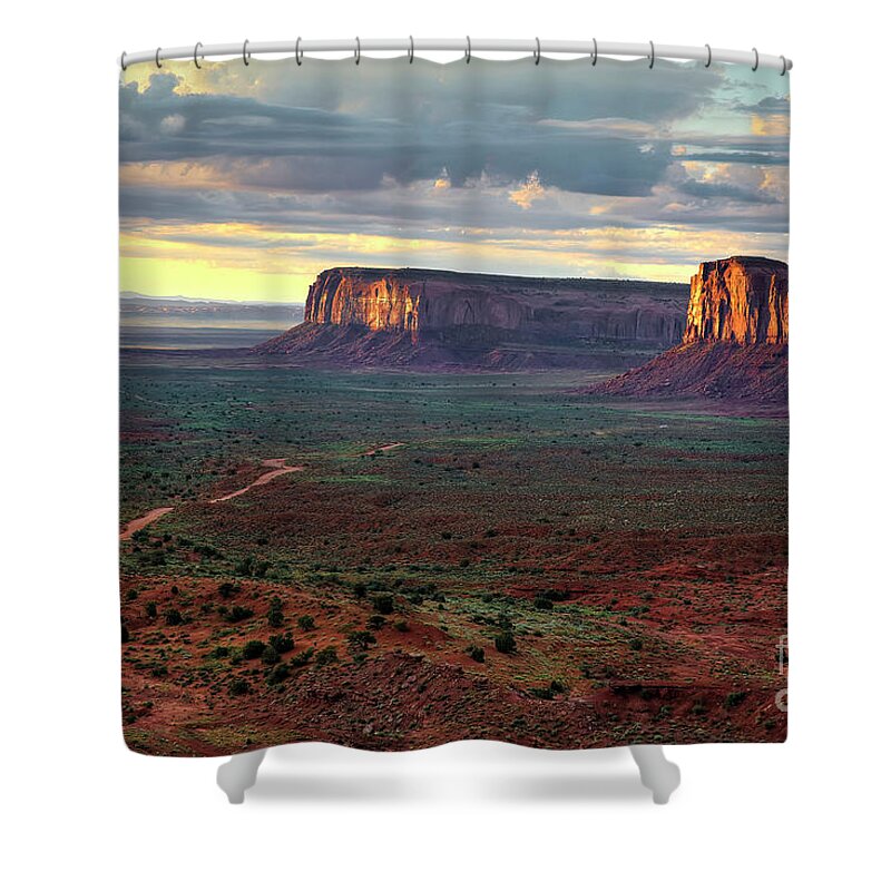 Photographs Shower Curtain featuring the photograph Desert Waken Up by the First Ray of Morning Light by Felix Lai
