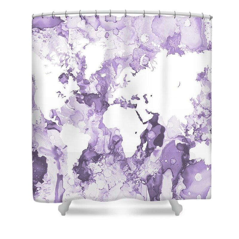 World Map Shower Curtain featuring the digital art Design 109 by Lucie Dumas