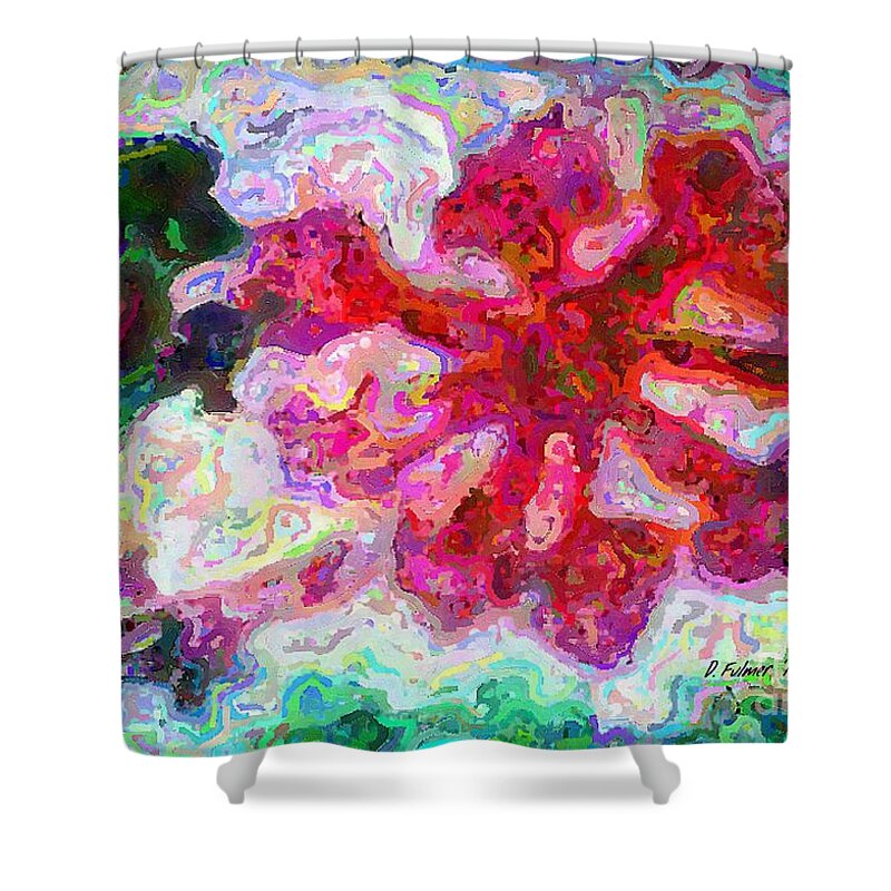 Abstract Shower Curtain featuring the mixed media Design Lefleur by Denise F Fulmer