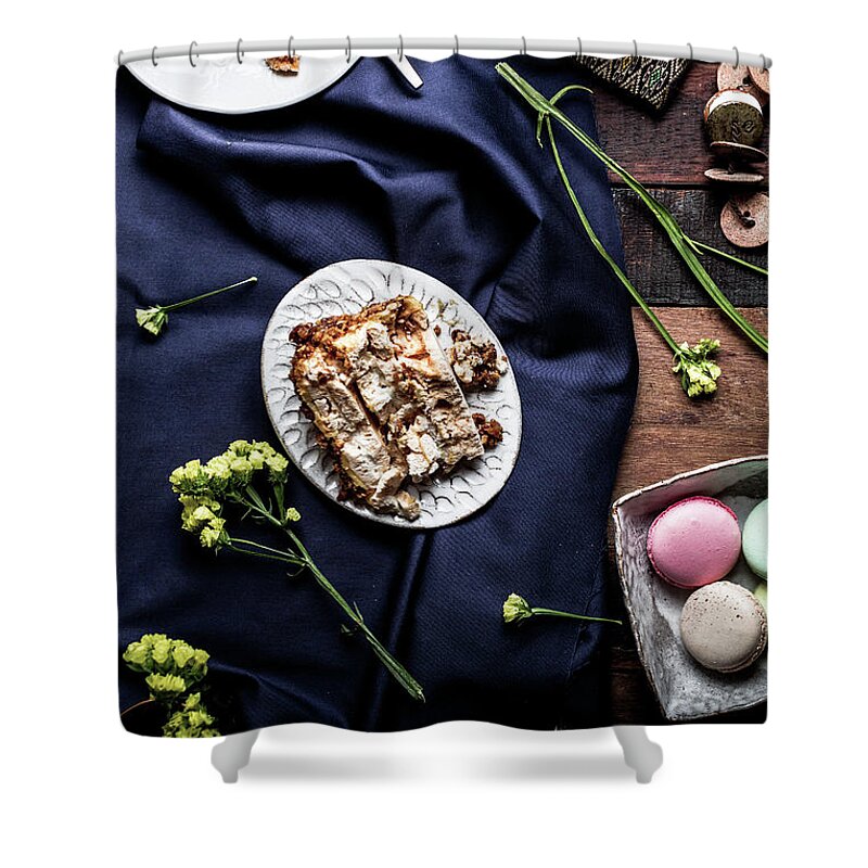 Coffee Shower Curtain featuring the photograph Dessert With Coffee by Tosaphon C