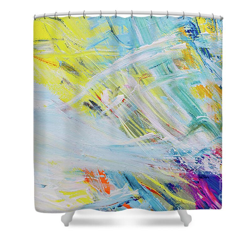 Abstract Shower Curtain featuring the painting Detail of brush strokes of random colors to use as background an by Joaquin Corbalan