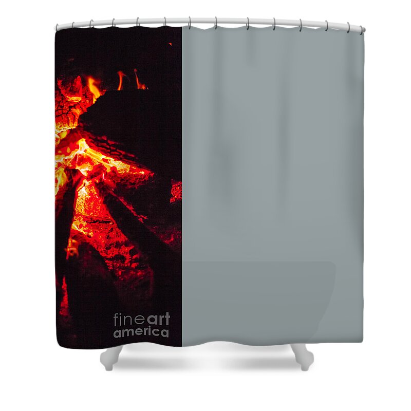 Fire Shower Curtain featuring the photograph Details of campfire outdoors by Benny Marty