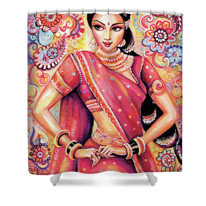 Indian Dancer Shower Curtain featuring the painting Devika Dance by Eva Campbell