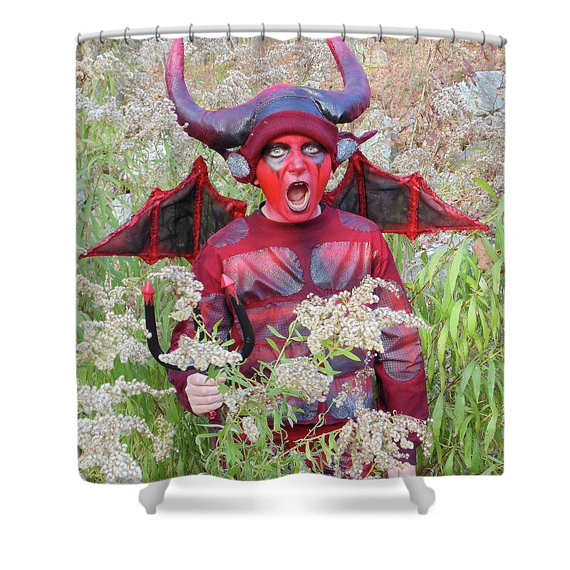 Halloween Shower Curtain featuring the photograph Devil Costume 5 by Amy E Fraser
