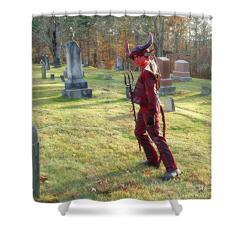Halloween Shower Curtain featuring the photograph Devil Costume 9 by Amy E Fraser